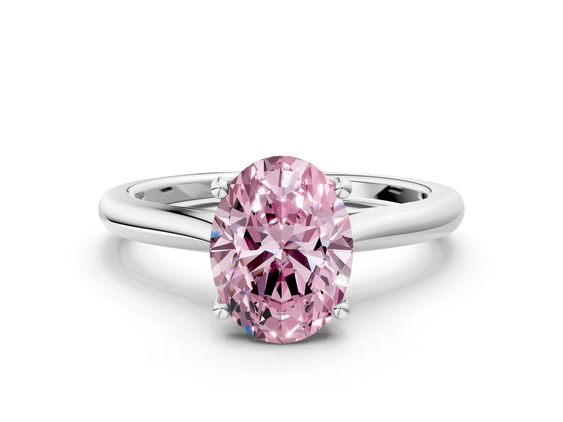 White gold Fancy Pink Oval  Cut Solitaire Ring with Cathedral Band and Four-Prong Setting_50
