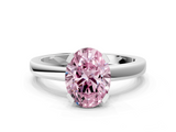 White gold Fancy Pink Oval  Cut Solitaire Ring with Four-Prong Setting and Classic Band_58