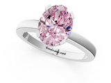 White gold Fancy Pink Oval  Cut Solitaire Ring with Four-Prong Setting and Classic Band_60