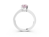 White gold Fancy Pink Oval  Cut Solitaire Ring with Four-Prong Setting and Classic Band_61