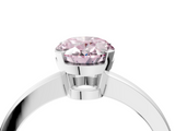 White gold Fancy Pink Oval  Cut Solitaire Ring with Four-Prong Setting and Classic Band_63