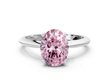 White gold Fancy Pink Oval  Cut Solitaire Ring with Four-Prong Setting on a Classic Band_58