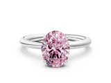 White gold Fancy Pink Oval  Cut Solitaire Ring with Thin Band and Four-Prong Setting_16