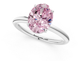 White gold Fancy Pink Oval  Cut Solitaire Ring with Thin Band and Four-Prong Setting_17