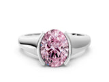 White gold Fancy Pink Oval Cut Solitaire Tension Set Diamond Ring with Split Shank Band_35