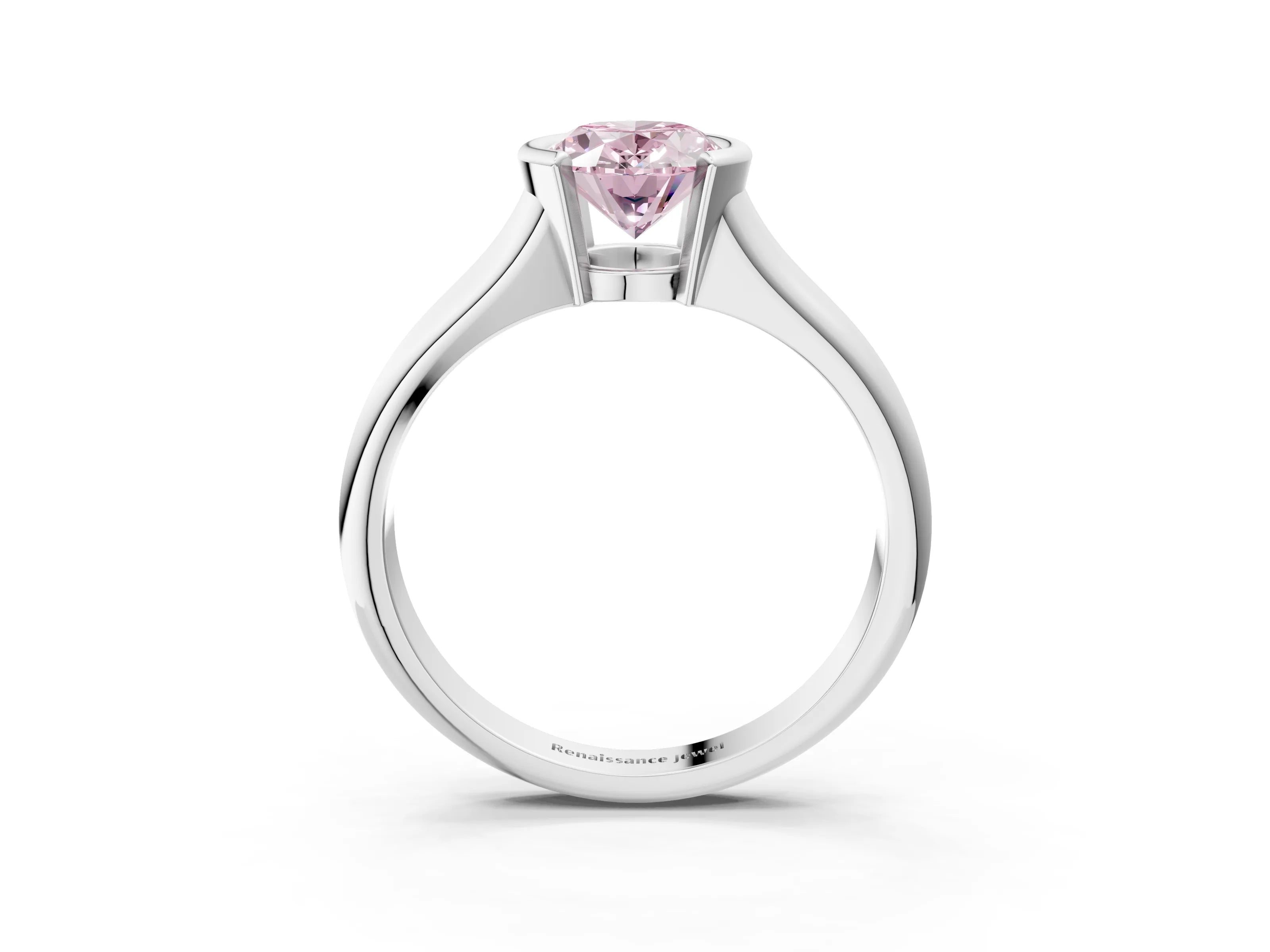 White gold Fancy Pink Oval Cut Solitaire Tension Set Diamond Ring with Split Shank Band_38
