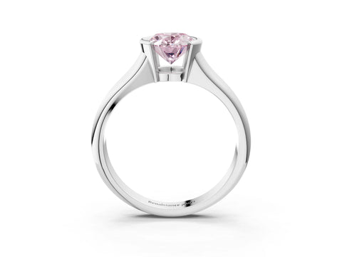 White gold Fancy Pink Oval Cut Solitaire Tension Set Diamond Ring with Split Shank Band_38