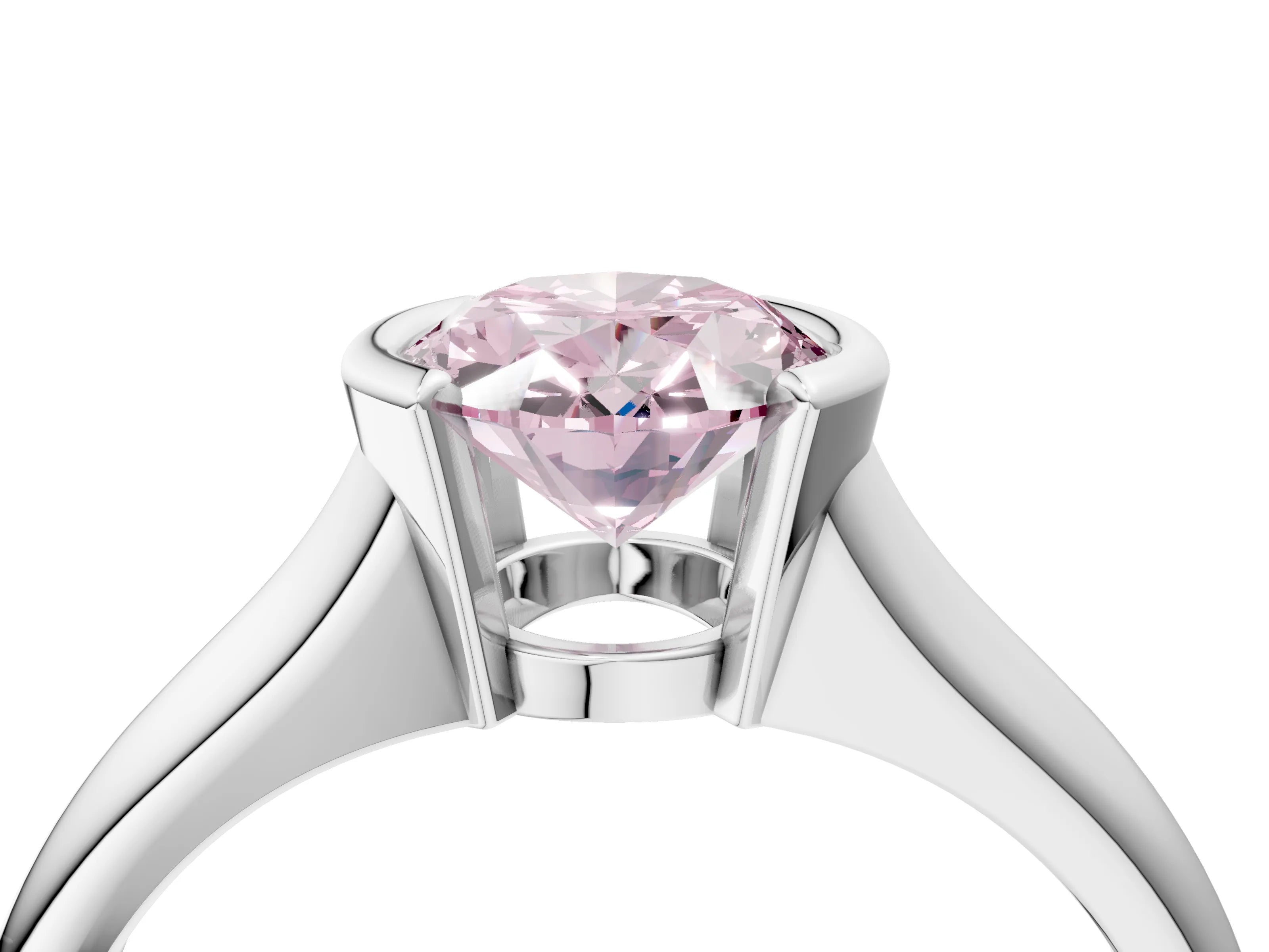 White gold Fancy Pink Oval Cut Solitaire Tension Set Diamond Ring with Split Shank Band_39