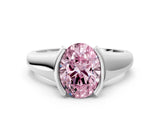 White gold Fancy Pink Oval Cut Solitaire Tension Set Diamond Ring with Split Shank Band_47