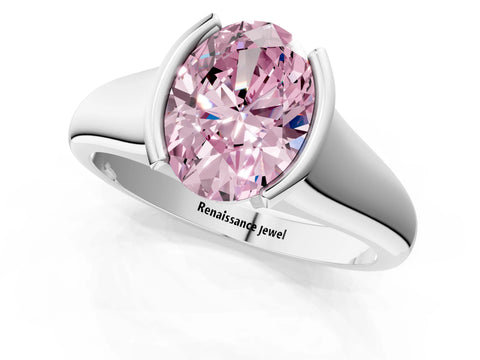 White gold Fancy Pink Oval Cut Solitaire Tension Set Diamond Ring with Split Shank Band_48