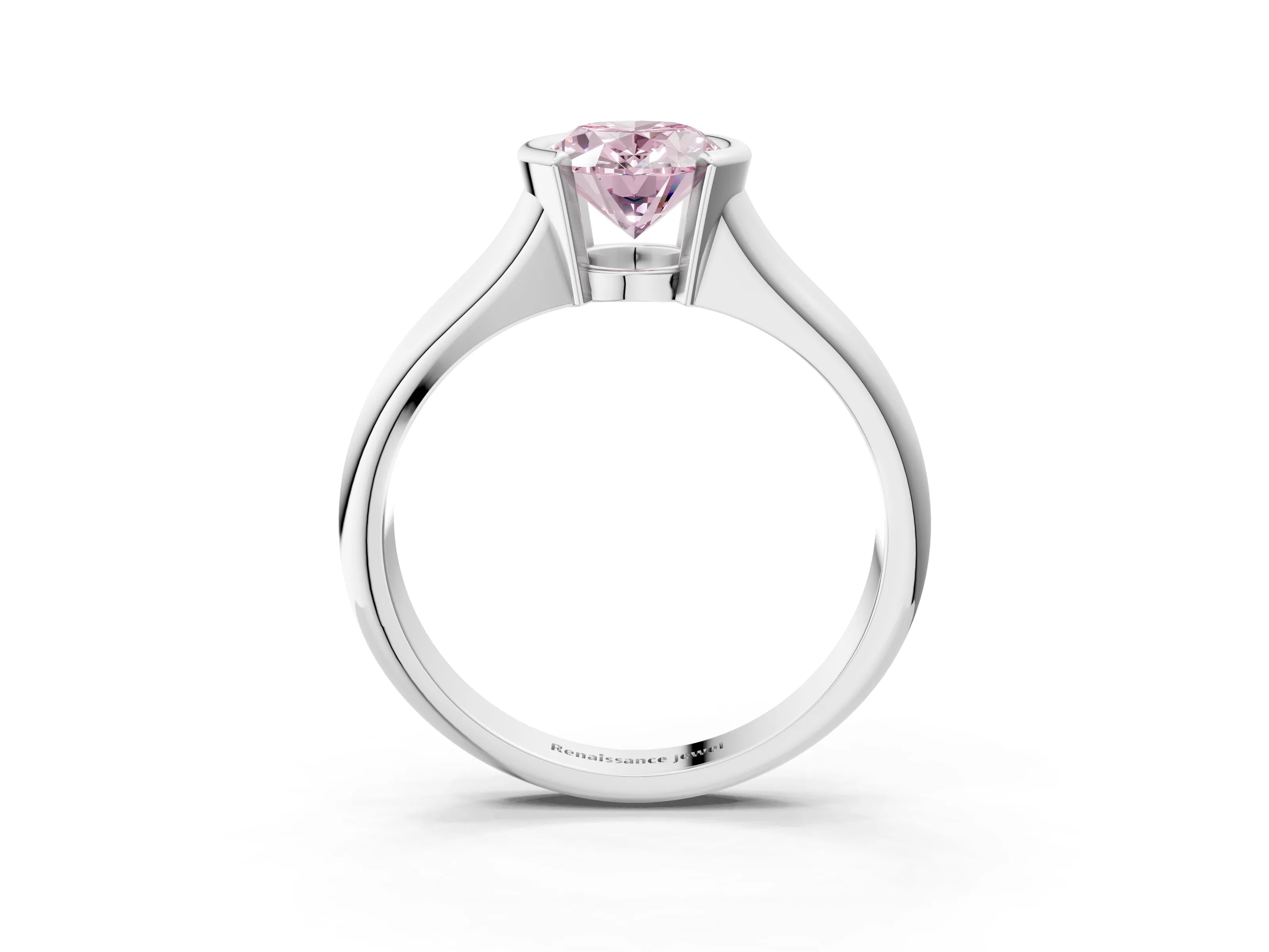 White gold Fancy Pink Oval Cut Solitaire Tension Set Diamond Ring with Split Shank Band_50