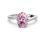 White gold Fancy Pink Oval  Cut Solitaire Twist Band Ring with Four-Prong Setting_20