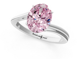 White gold Fancy Pink Oval  Cut Solitaire Twist Band Ring with Four-Prong Setting_21
