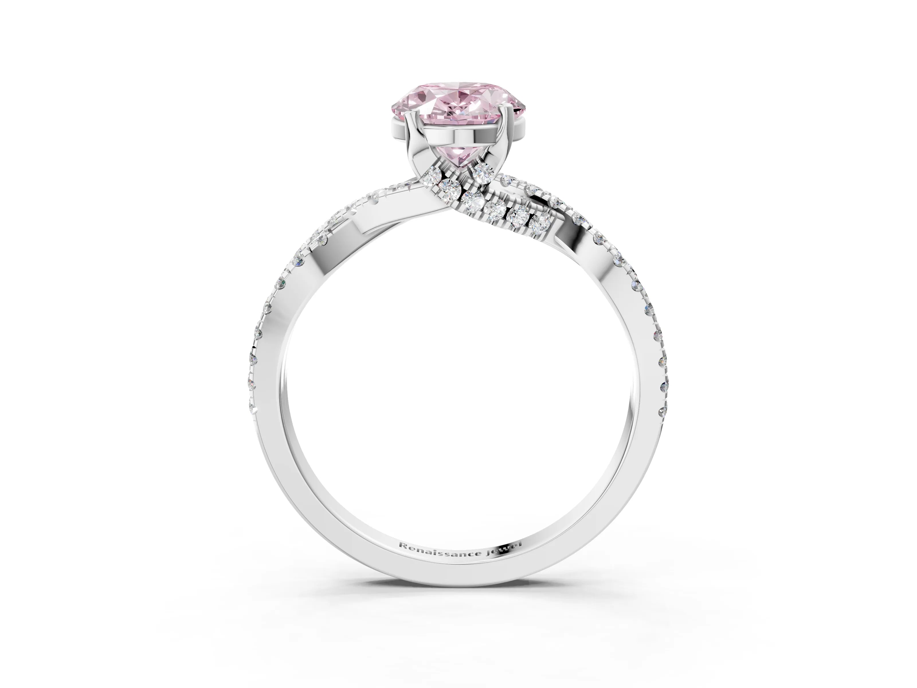 White gold Fancy Pink Oval Cut Solitaire Twist Pave Diamond Engagement Ring with Prong Setting_15