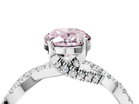 White gold Fancy Pink Oval Cut Solitaire Twist Pave Diamond Engagement Ring with Prong Setting_28