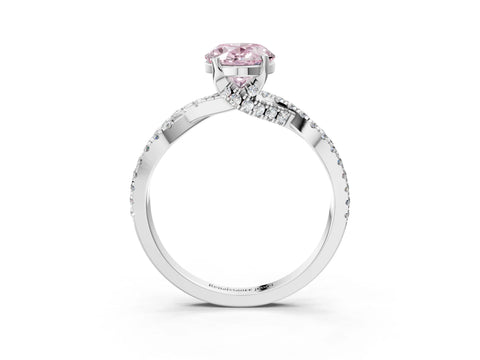 White gold Fancy Pink Oval Cut Solitaire Twist Pave Diamond Engagement Ring with Prong Setting_3