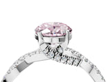 White gold Fancy Pink Oval Cut Solitaire Twist Pave Diamond Engagement Ring with Prong Setting_5