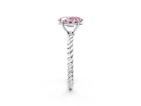 White gold Fancy Pink Oval Cut Solitaire Twisted Band 4-Prong Ring_26