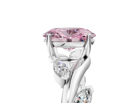 White gold Fancy Pink Oval Cut Solitaire Twisted Band Marquise Accent Prong Setting Ring_5