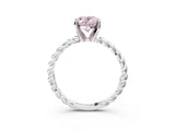 White gold Fancy Pink Oval  Cut Solitaire Twisted Band with Four-Prong Setting_152