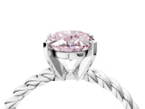 White gold Fancy Pink Oval  Cut Solitaire Twisted Band with Four-Prong Setting_153