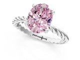 White gold Fancy Pink Oval  Cut Solitaire Twisted Band with Four-Prong Setting_155
