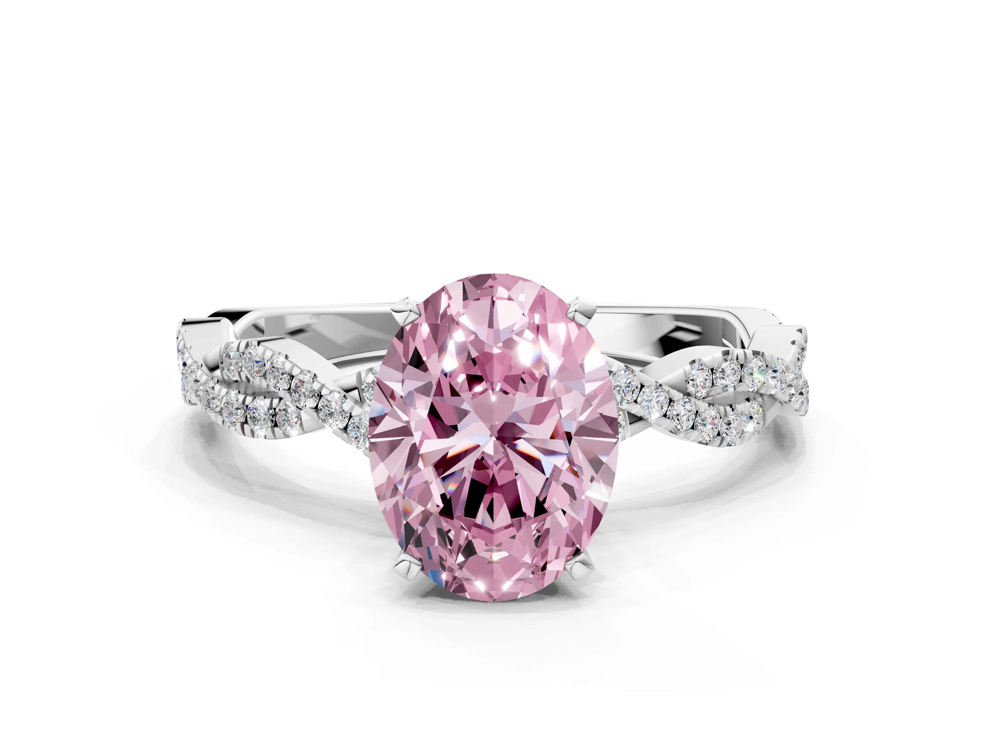 White gold Fancy Pink Oval Cut Solitaire Twisted Pave Band with Four-Prong Setting_15