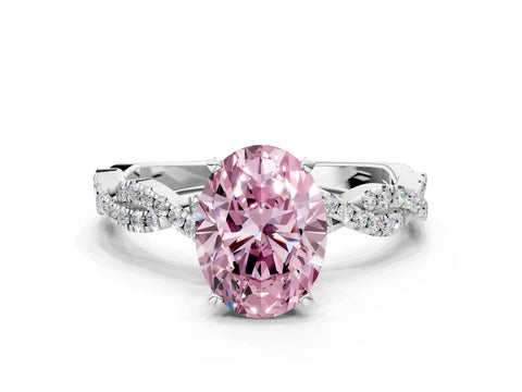White gold Fancy Pink Oval Cut Solitaire Twisted Pave Band with Four-Prong Setting_15