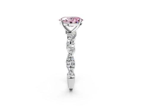 White gold Fancy Pink Oval Cut Solitaire Twisted Pave Band with Four-Prong Setting_17
