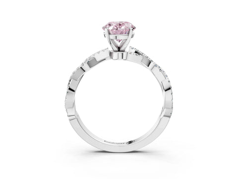 White gold Fancy Pink Oval Cut Solitaire Twisted Pave Band with Four-Prong Setting_18