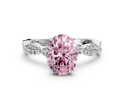 White gold Fancy Pink Oval Cut Solitaire Twisted Pave Band with Four-Prong Setting_3