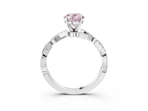 White gold Fancy Pink Oval Cut Solitaire Twisted Pave Band with Four-Prong Setting_6