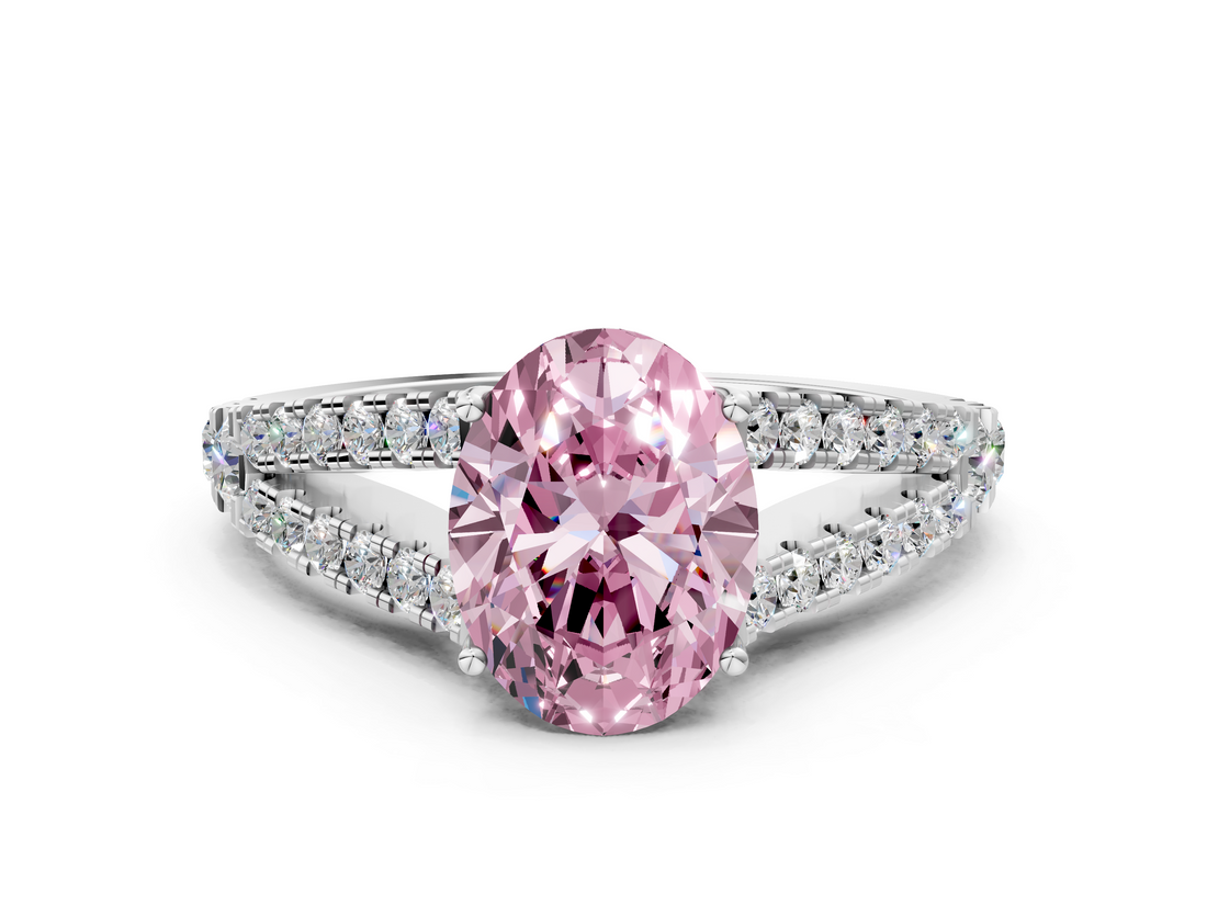 White gold Fancy Pink Oval  Cut Split Shank Pave Diamond Engagement Ring with Four-Prong Setting_41