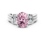 White gold Fancy Pink Oval  Cut Three-Stone Channel Set Ring with Bar Prongs_59