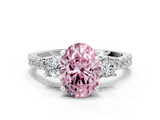 White gold Fancy Pink Oval  Cut Three-Stone Diamond Pavé Band with Prong Setting_17