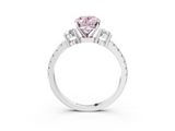 White gold Fancy Pink Oval  Cut Three-Stone Diamond Pavé Band with Prong Setting_20