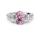 White gold Fancy Pink Oval  Cut Three-Stone Diamond Pave Band with Prong Setting_36