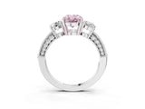 White gold Fancy Pink Oval Cut Three-Stone Diamond Ring with Pavé Band and Four-Prong Setting_15