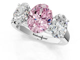 White gold Fancy Pink Oval Cut Three-Stone Diamond Ring with Prong Setting on a Classic Band_1