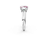 White gold Fancy Pink Oval Cut Three-Stone Diamond Ring with Prong Setting on a Classic Band_2