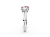 White gold Fancy Pink Oval Cut Three-Stone Diamond Ring with Prong Setting on a Classic Band_2