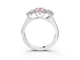 White gold Fancy Pink Oval Cut Three-Stone Diamond Ring with Prong Setting on a Classic Band_3