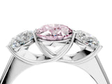 White gold Fancy Pink Oval Cut Three-Stone Diamond Ring with Prong Setting on a Classic Band_4