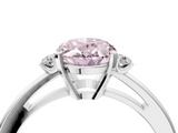 White gold Fancy Pink Oval  Cut Three-Stone Solitaire Ring with Round Accent Diamonds and Four-Prong Setting_22