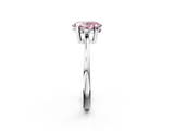 White gold Fancy Pink Oval  Cut Three-Stone Solitaire Ring with Round Accent Diamonds and Four-Prong Setting_23