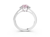 White gold Fancy Pink Oval  Cut Three-Stone Solitaire Ring with Round Accent Diamonds and Four-Prong Setting_24