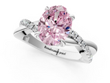 White gold Fancy Pink Oval  Cut Twist Band Solitaire Diamond Ring with Pavé Setting_4