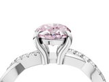 White gold Fancy Pink Oval  Cut Twist Band Solitaire Diamond Ring with Pavé Setting_7