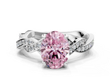 White gold Fancy Pink Oval  Cut Twisted Pavé Band Solitaire Ring with Four-Prong Setting_55