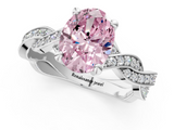 White gold Fancy Pink Oval  Cut Twisted Pavé Band Solitaire Ring with Four-Prong Setting_56